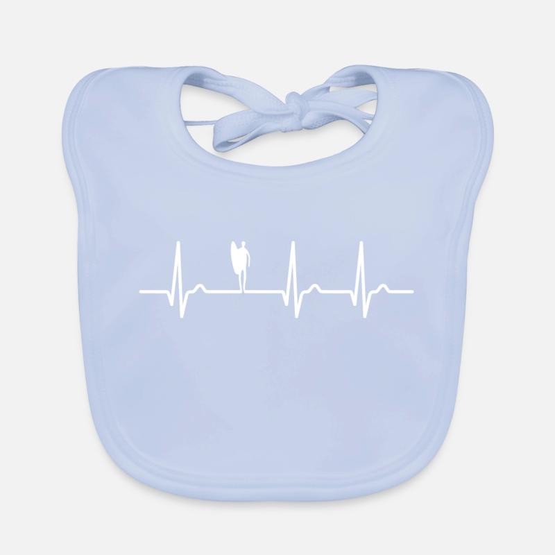Courbe ECG - courbe cardiaque - surf - surfeur - plage Bavoir bio Bébé