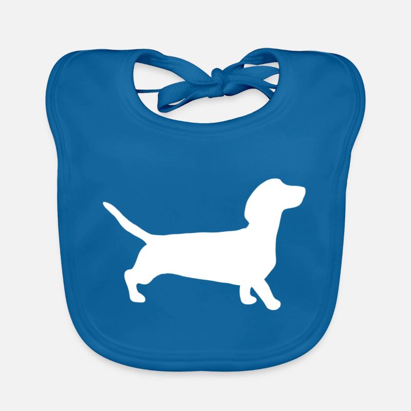 Silhouette de teckel - Bavoir bio Bébé - bleu paon