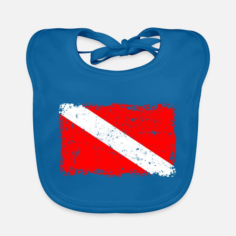 Drapeau de plongeur - Bavoir bio Bébé - bleu paon