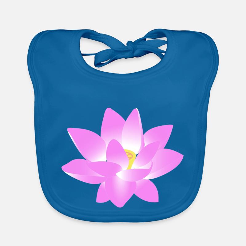 Fleur Lotus - Bavoir bio Bébé - bleu paon