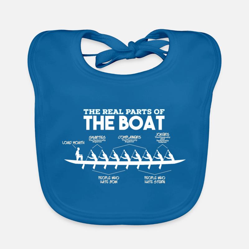 Parties d'un bateau - aviron rameur rameur bateau - Bavoir bio Bébé - bleu paon