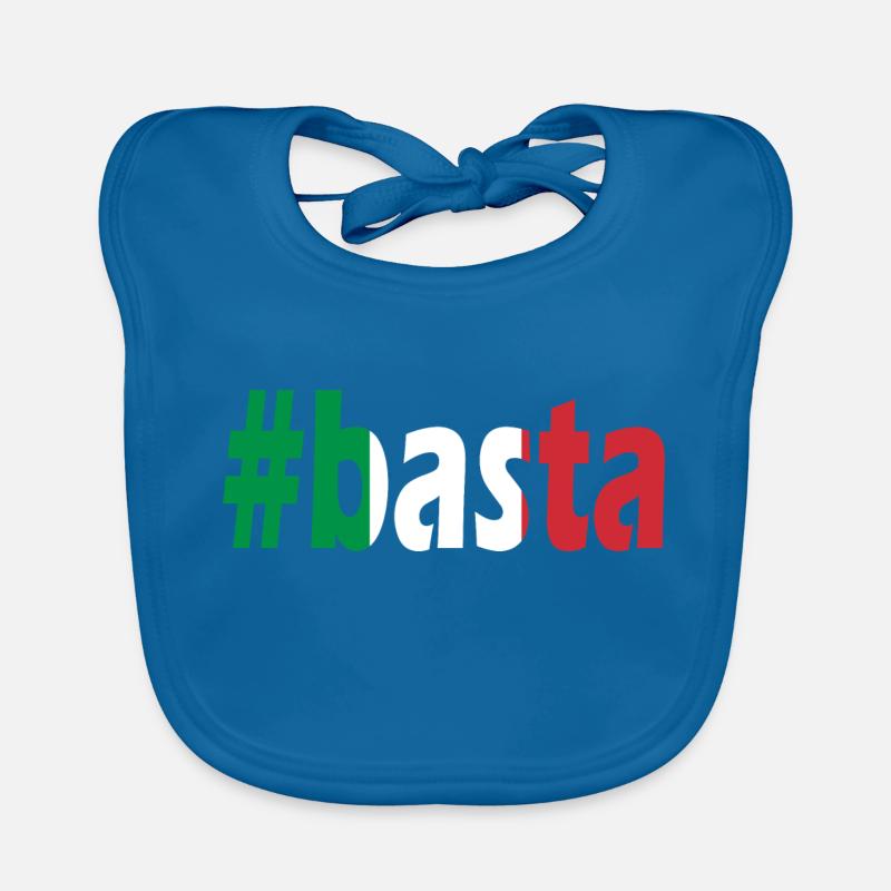 Déclaration Italienne Hashtag Basta Ialien - Bavoir bio Bébé - bleu paon