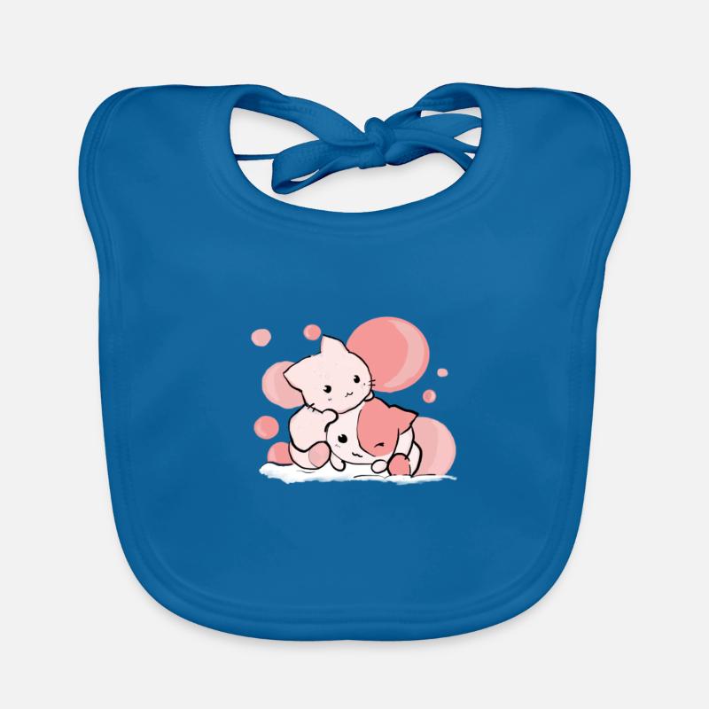 Chats d'anime mignon comme Chibi en rose - Bavoir bio Bébé - bleu paon
