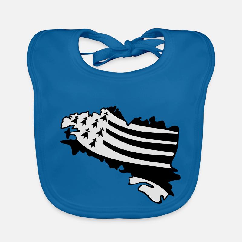 BREIZH - BRETAGNE - Bavoir bio Bébé - bleu paon