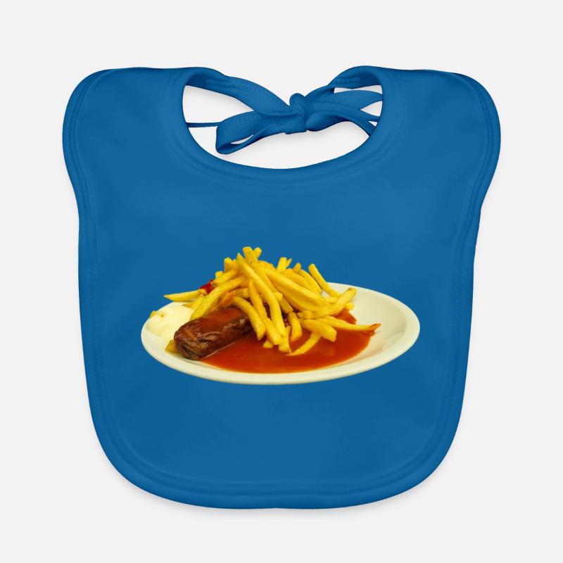 Currywurst mit Pommes Baby Bio-Lätzchen