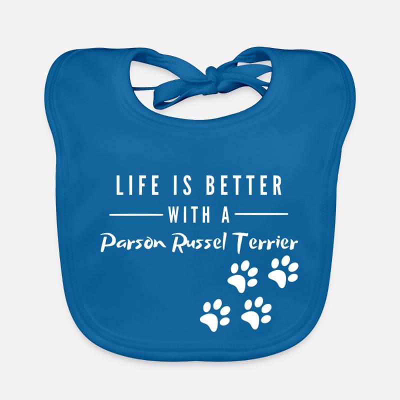 Life is better with a Parson Russel Terrier - Baby Bio-Lätzchen - Pfauenblau