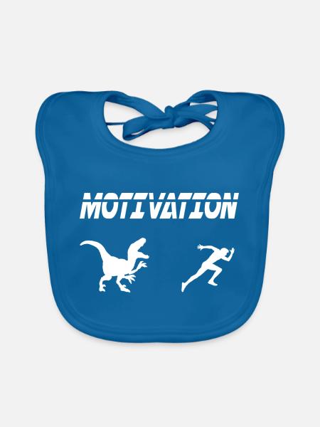 motivation sport running humor dinosaur - Organic Baby Bibs - peacock-blue - Front