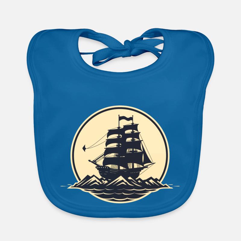 Piratenschiff - Baby Bio-Lätzchen - Pfauenblau