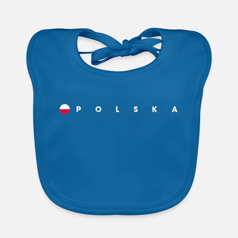 Drapeau de la Polska - Bavoir bio Bébé - bleu paon