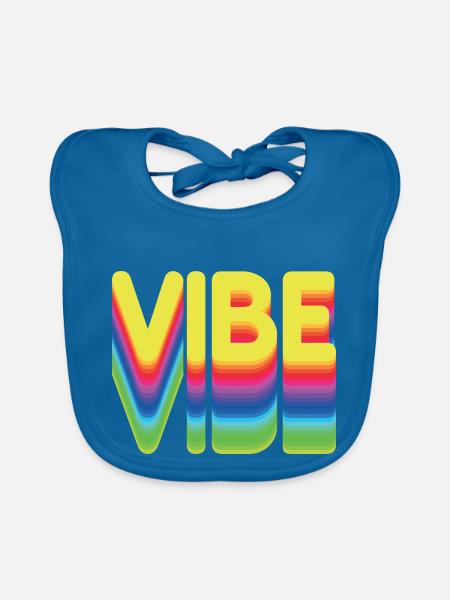 Nur gute Vibes - retro style - Baby Bio-Lätzchen - Pfauenblau - Vorne