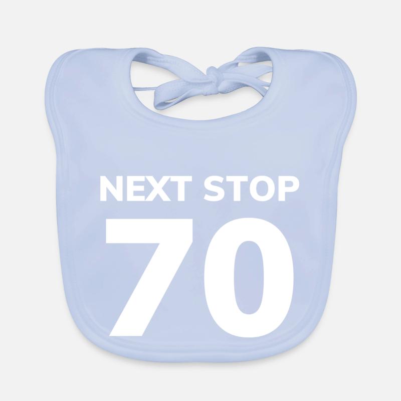 Next Stop 70 Geschenk zum 69 Geburtstag Baby Bio-Lätzchen