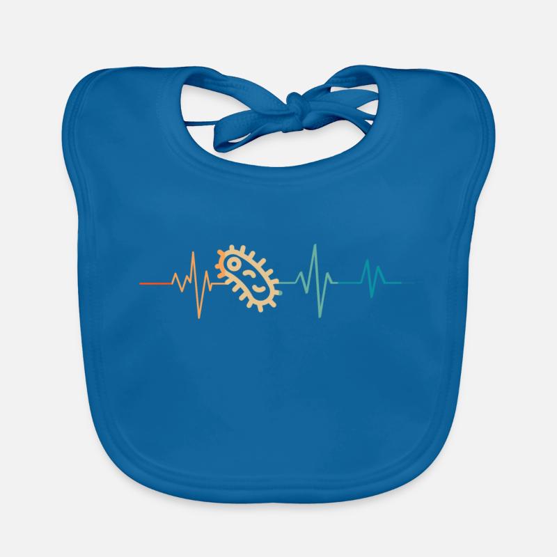 Battement de coeur rétro bactérie - Bavoir bio Bébé - bleu paon