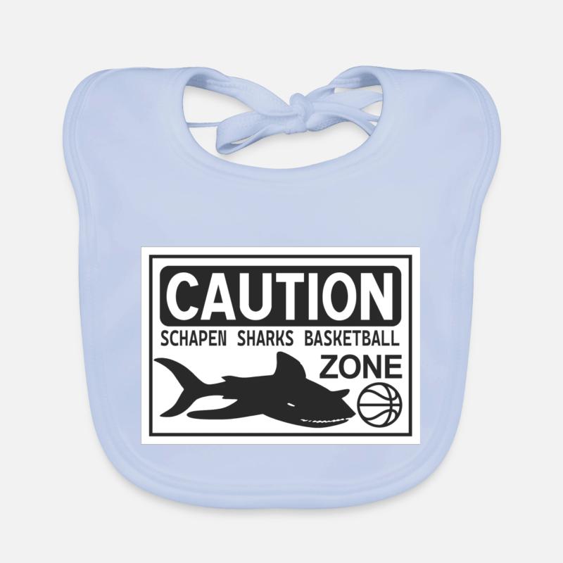 CAUTION SHARKS white Baby Bio-Lätzchen
