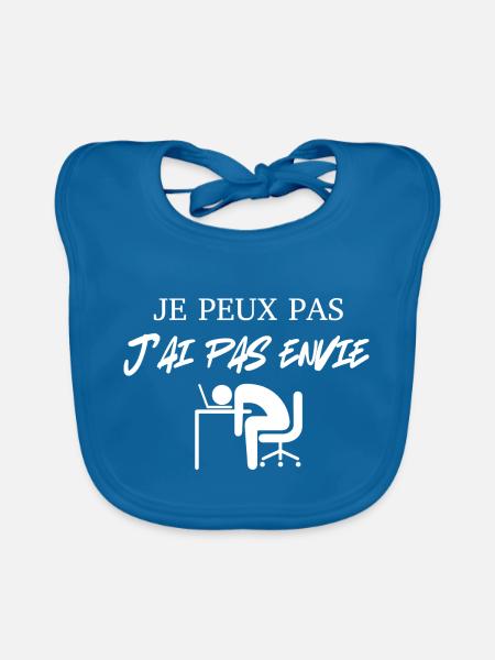 I can't I don't want to - Organic Baby Bibs - peacock-blue - Front