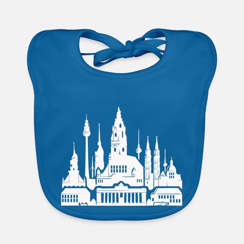 leipzig skyline - Baby Bio-Lätzchen - Pfauenblau