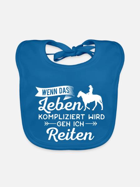 Pferd Pferde Reiten Galopp Leben - Baby Bio-Lätzchen - Pfauenblau - Vorne