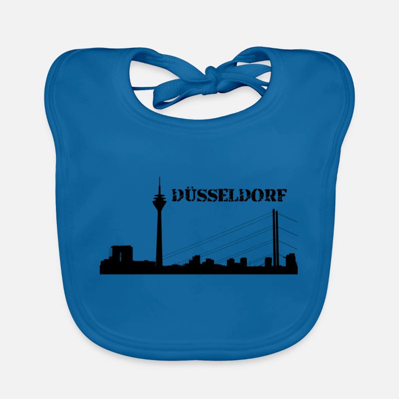 Düsseldorf - Skyline - Baby Bio-Lätzchen - Pfauenblau