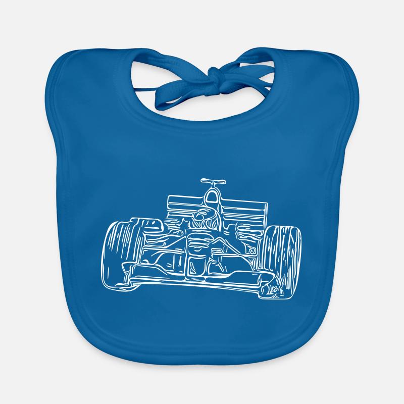 Voitures de course - Bavoir bio Bébé - bleu paon
