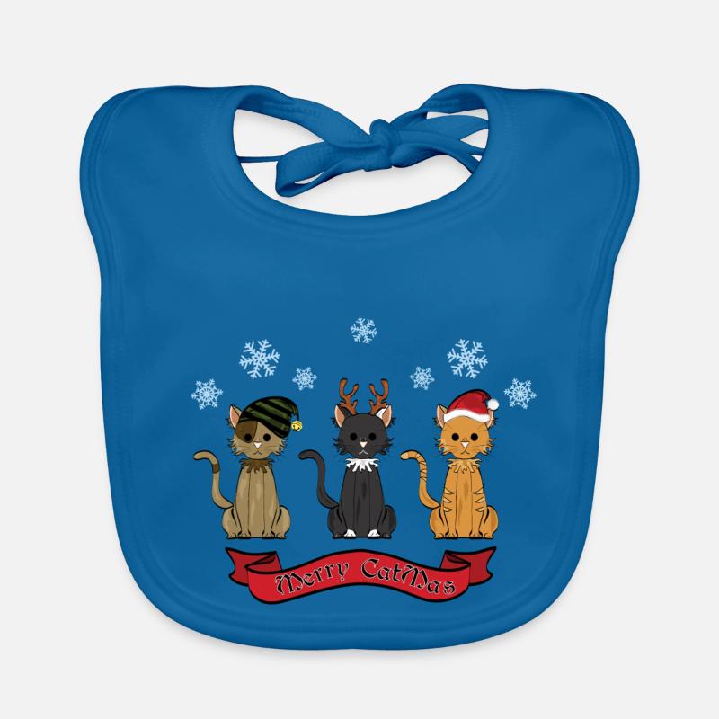 Joyeux chat de Noel! - Bavoir bio Bébé - bleu paon
