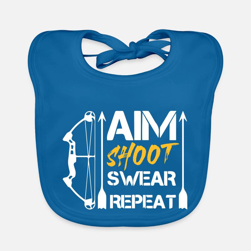 Aim Shoot Swear Repeat Archery Gift Hobby Organic Baby Bibs