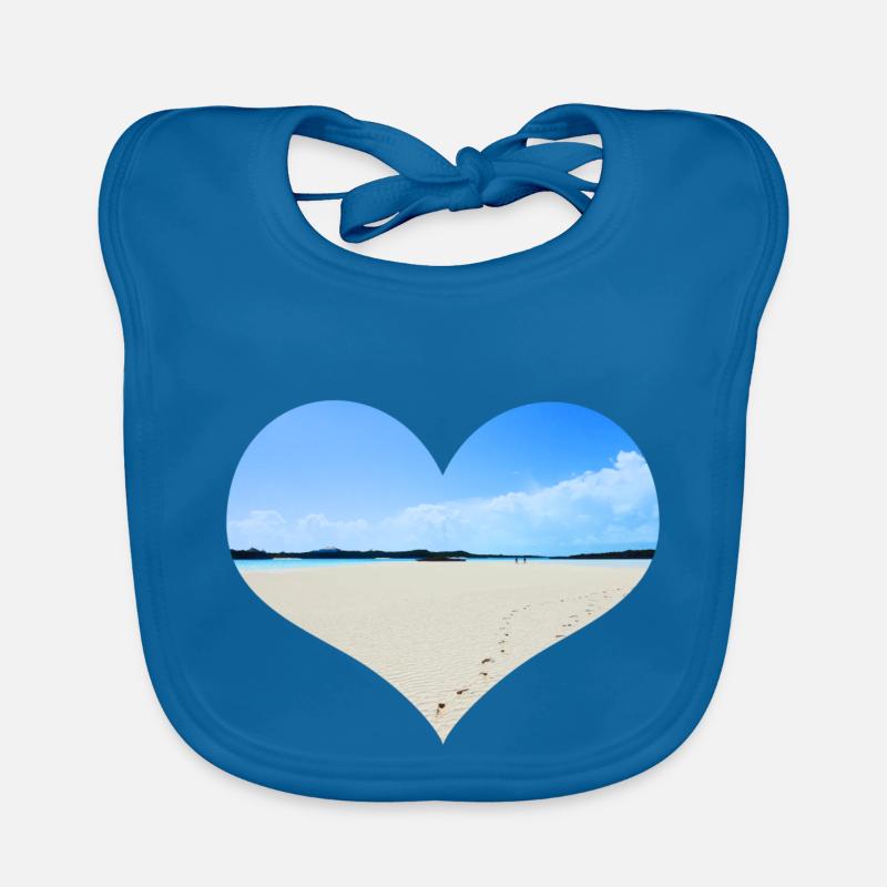 Banc de sable dans la mer - Bavoir bio Bébé - bleu paon
