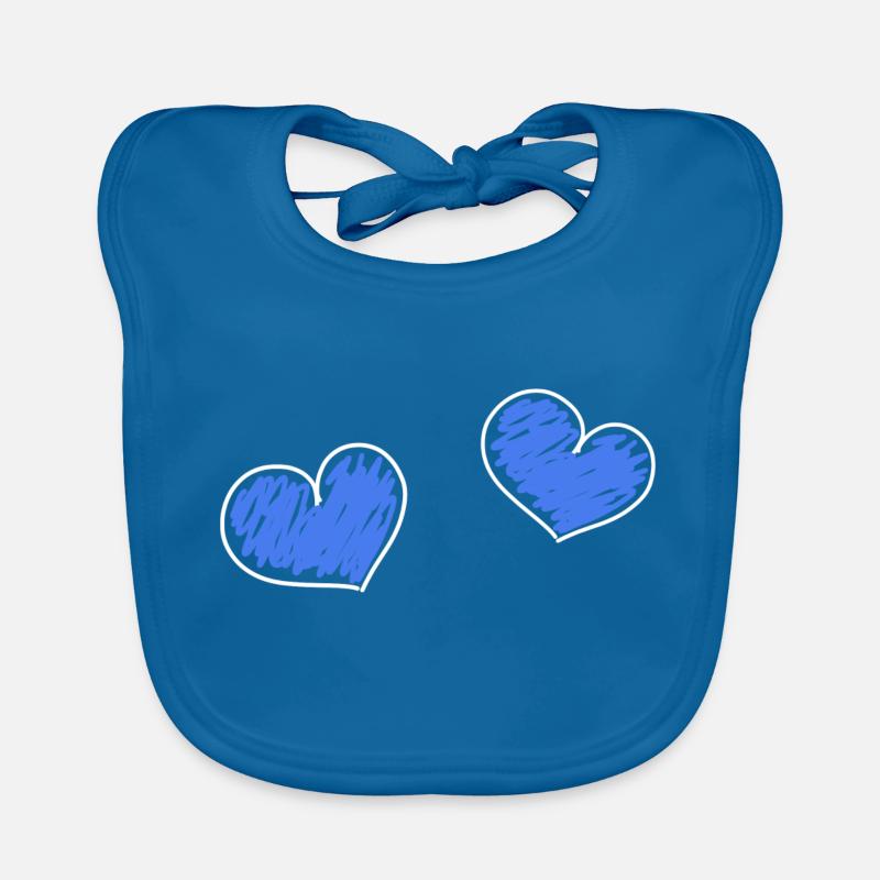 Hearts blue Organic Baby Bibs