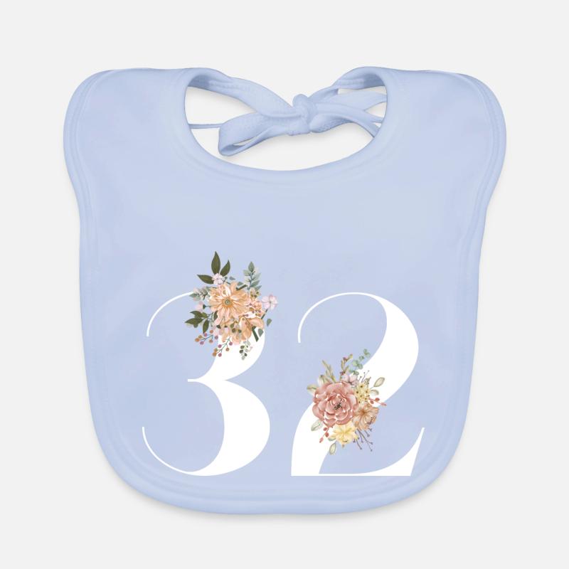 32e anniversaire fleuris (Cadeau de 32 ans) Bavoir bio Bébé