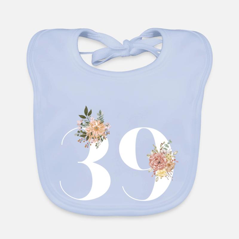 39e anniversaire fleuris (Cadeau de 39 ans) Bavoir bio Bébé