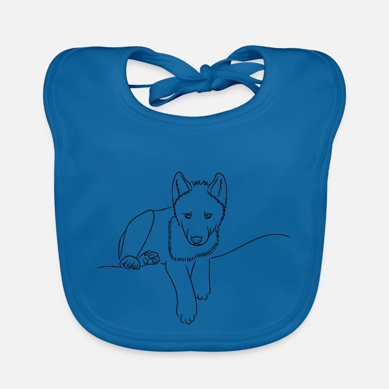 Loup - Bavoir bio Bébé - bleu paon
