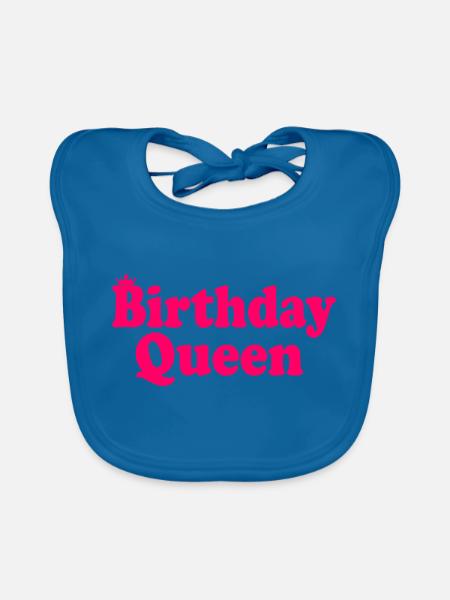 Birthday queen - Bavoir bio Bébé - bleu paon - Devant