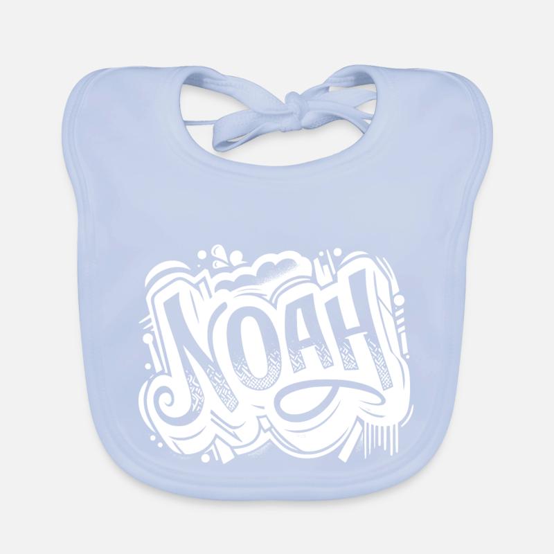 Noah Surname First Name Graffiti Organic Baby Bibs