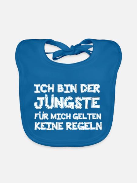 Ich bin der Jüngste - Baby Bio-Lätzchen - Pfauenblau - Vorne