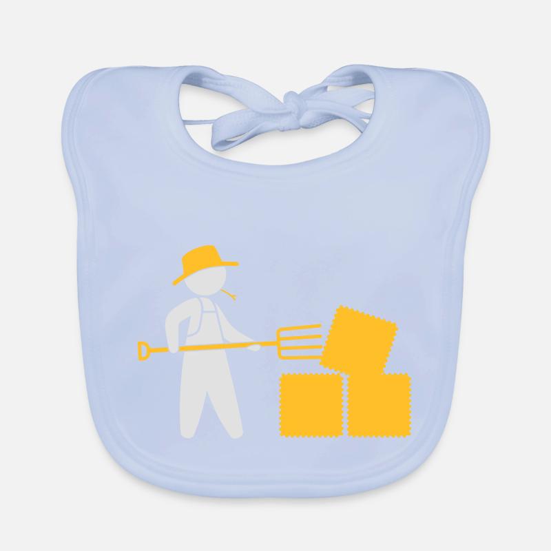 Bauer mit Mistgabel und Heu Baby Bio-Lätzchen