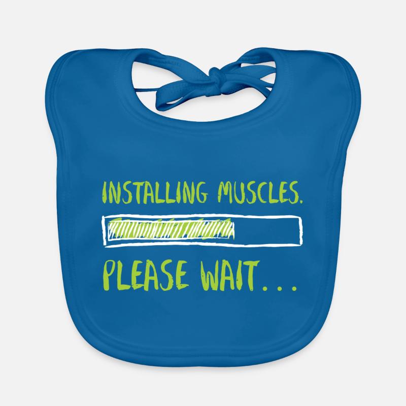 Muscles Graphique - Bavoir bio Bébé - bleu paon