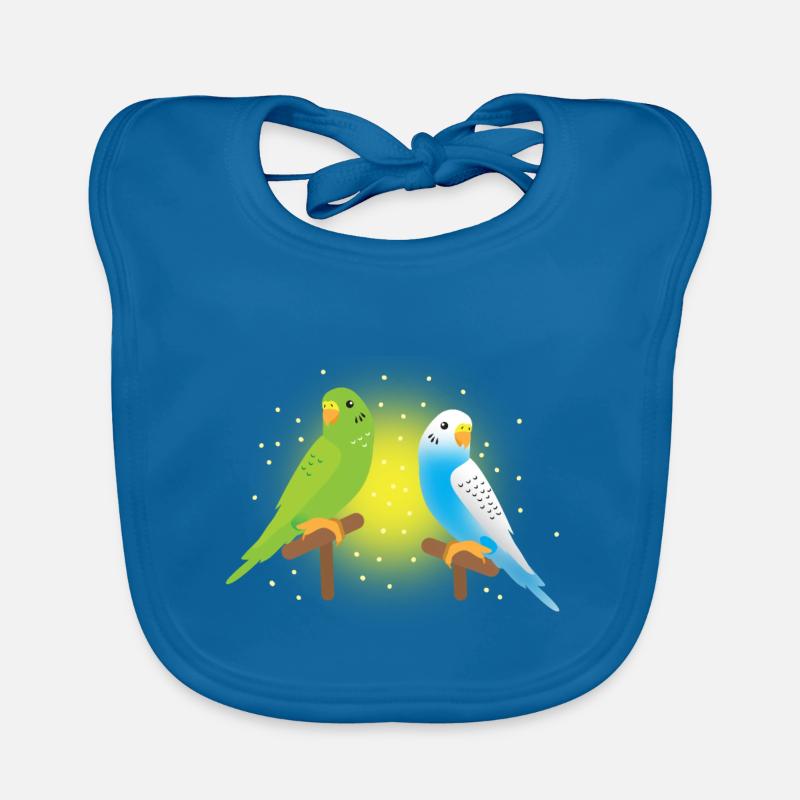 two cute green and blue budgies budgerigar Organic Baby Bibs