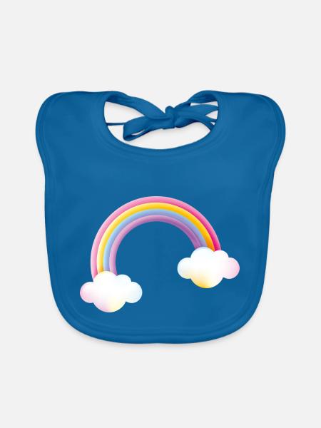 Smiley Rainbow - Baby Bio-Lätzchen - Pfauenblau
