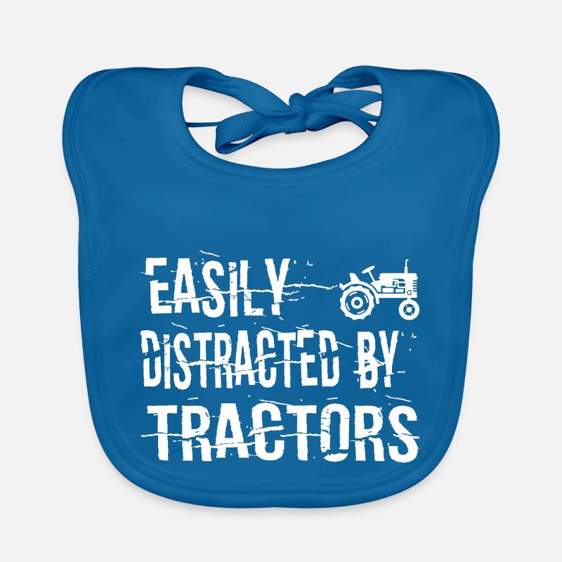 Distracted By Tractor Organic Baby Bibs