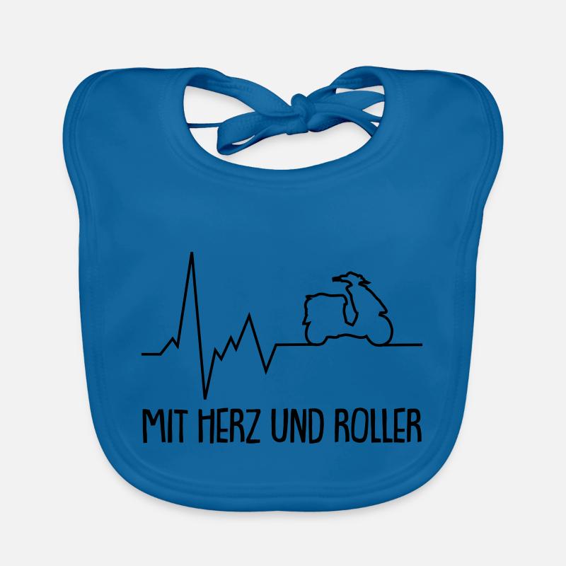 mit herz und roller - Baby Bio-Lätzchen - Pfauenblau