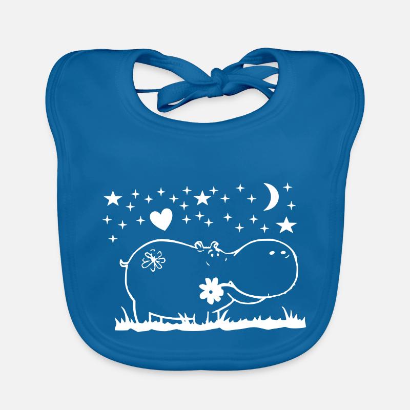 Hippo la nuit - Bavoir bio Bébé - bleu paon