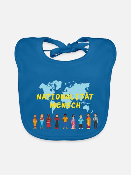 Nationalität mensch Geschenk Rassismus Toleranz - Baby Bio-Lätzchen - Pfauenblau