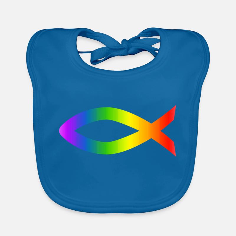 Ichthys Rainbow Christian Symbol Fish Organic Baby Bibs
