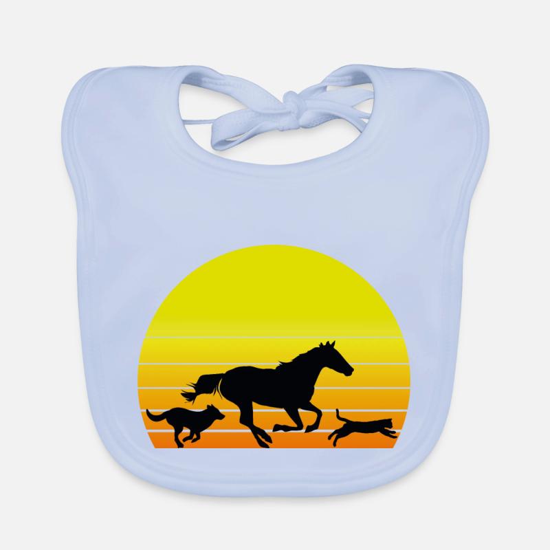 chien cheval chat soleil Bavoir bio Bébé