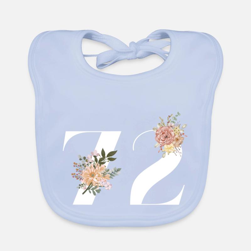 72e anniversaire fleuris (Cadeau de 72 ans) Bavoir bio Bébé