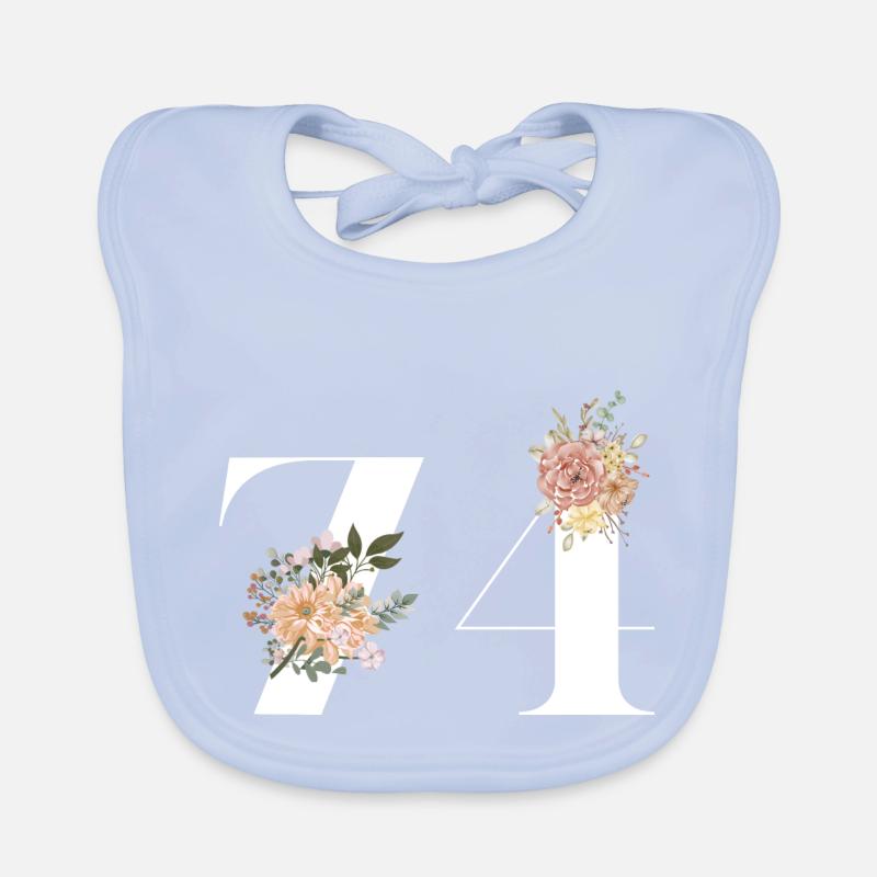74e anniversaire fleuris (Cadeau de 74 ans) Bavoir bio Bébé
