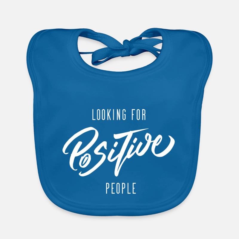 Looking for positive people - positif - Bavoir bio Bébé - bleu paon