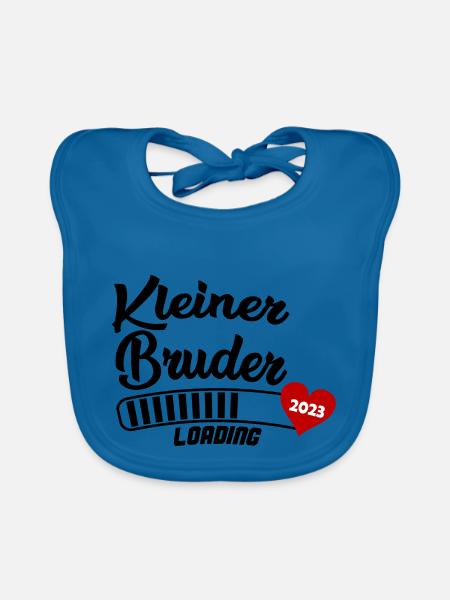 Kleiner Bruder Loading 2023 - Baby Bio-Lätzchen - Pfauenblau - Vorne