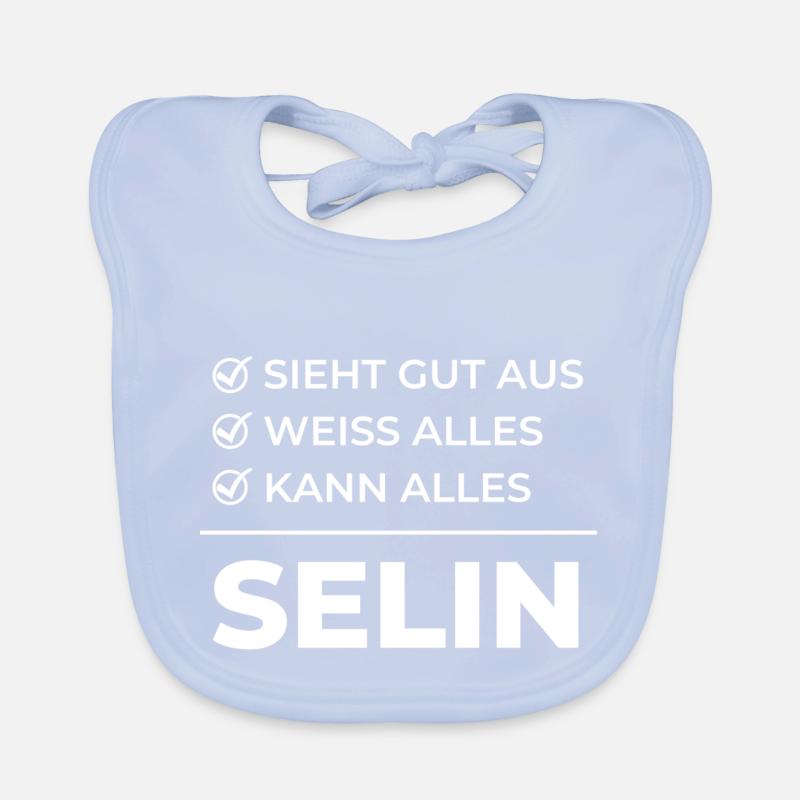 Selin Lustiger Spruch Geschenk Idee Kann Alles Baby Bio-Lätzchen