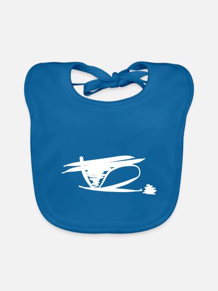 Snow-white abstractness - Organic Baby Bibs - peacock-blue - Front