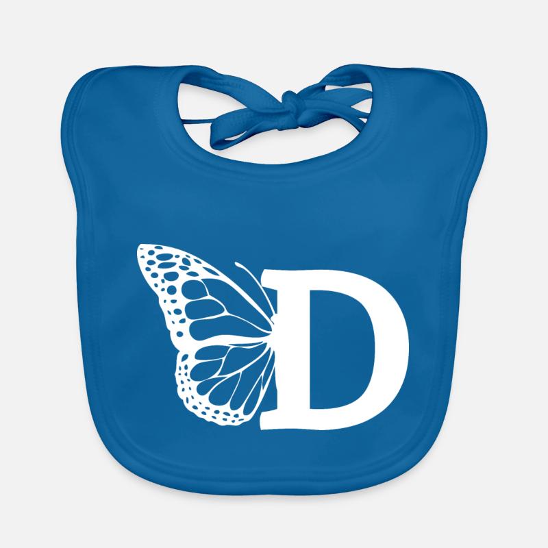 lettre d papillon - Bavoir bio Bébé - bleu paon