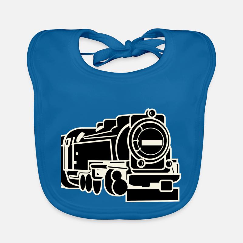 Train à vapeur Vinted Retro Railway - Bavoir bio Bébé - bleu paon